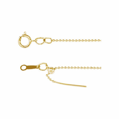14k Gold Adjustable Threader Bead Chain, 16-22" Necklace