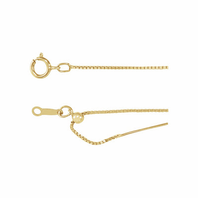 14k Gold Adjustable Threader Box Chain, 16-22" Necklace