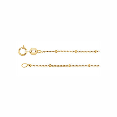 14k Gold Solid Beaded Curb Chain