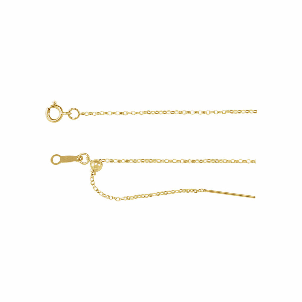 14k Gold Adjustable Threader Rolo Chain, 6-8" Bracelet