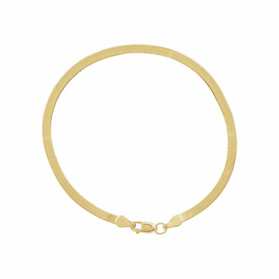 14k Gold Flexible Herringbone Chain Bracelet