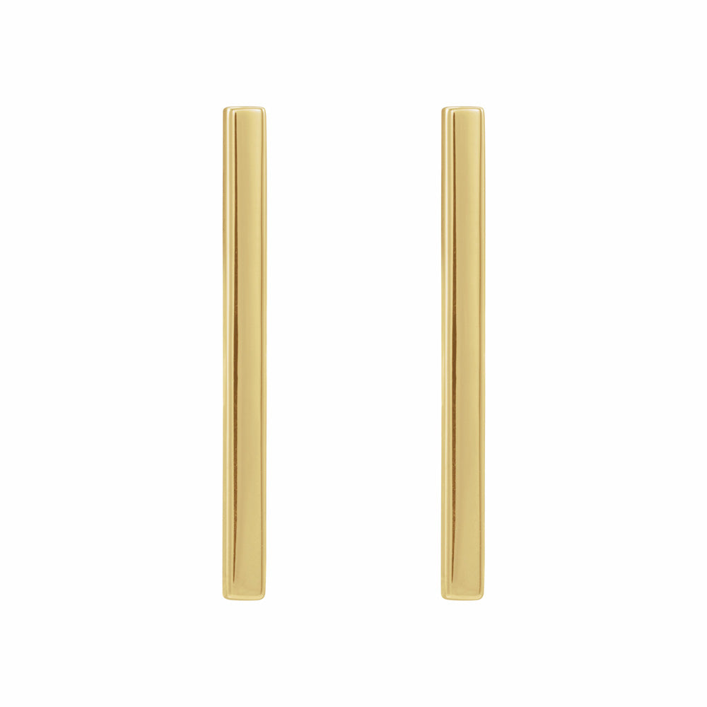 14k Gold 24x2 mm Bar Earrings