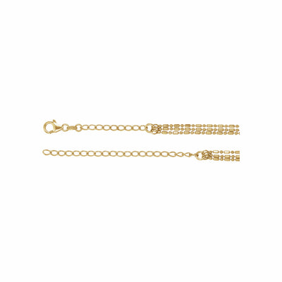 14k Gold 3-Strand Bead Chain 13-16" Choker