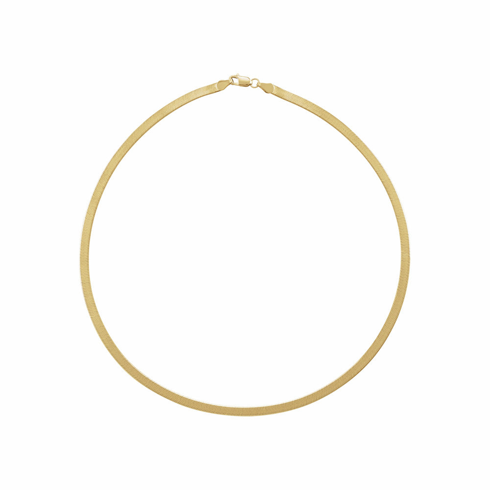 14k Gold 3.8 mm Solid Flexible Herringbone Chain Necklace