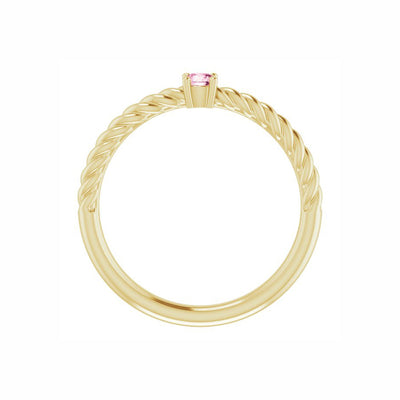 14K Gold Gemstone Solitaire Rope Ring