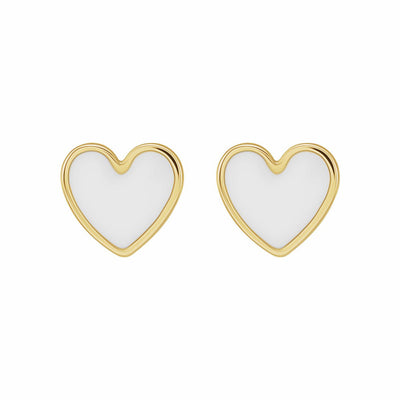 14k Gold Enameled Heart Earrings