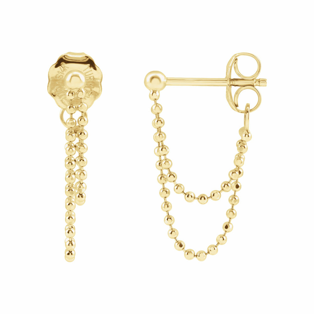 14k Gold Bead Chain Earrings