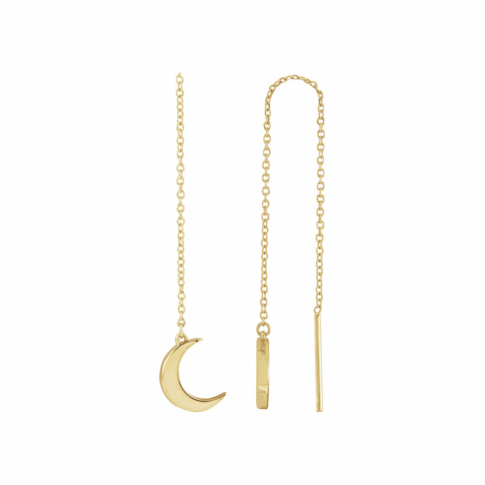 14k Gold Crescent Moon Chain Earrings