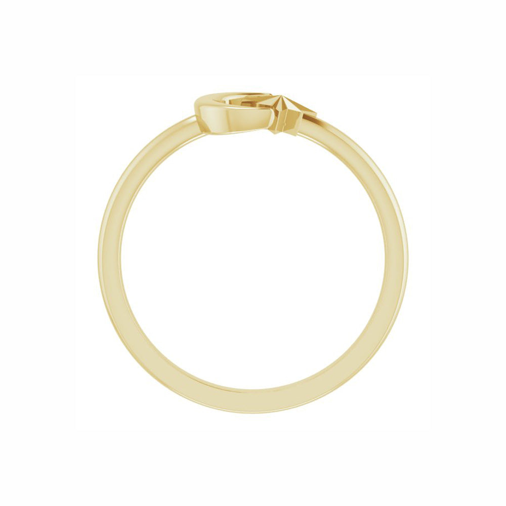 14k Gold Crescent Moon & Star Negative Space Ring