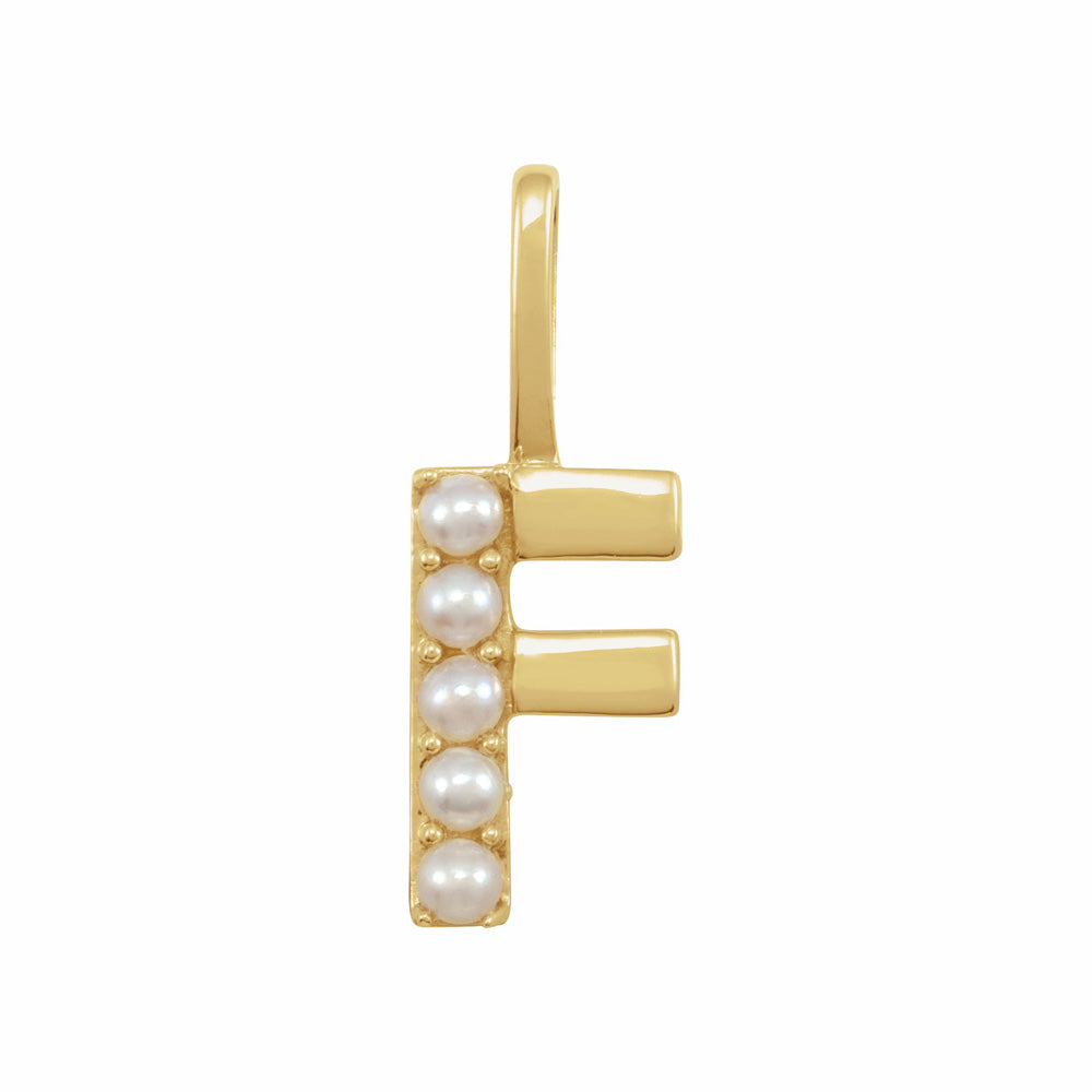 14k Gold Cultured Pearl Initial Pendant