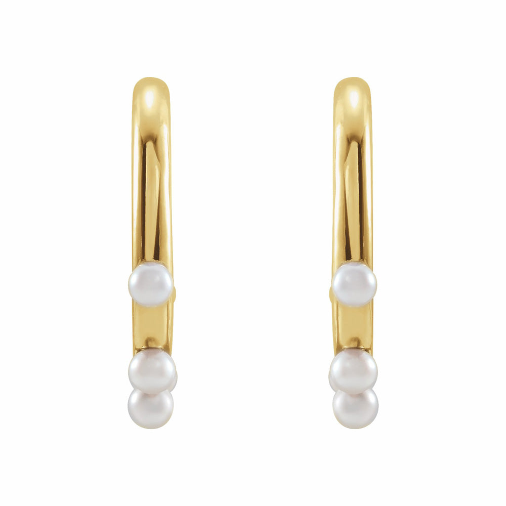 14k Gold Cultured Seed Pearl Hoop Earrings