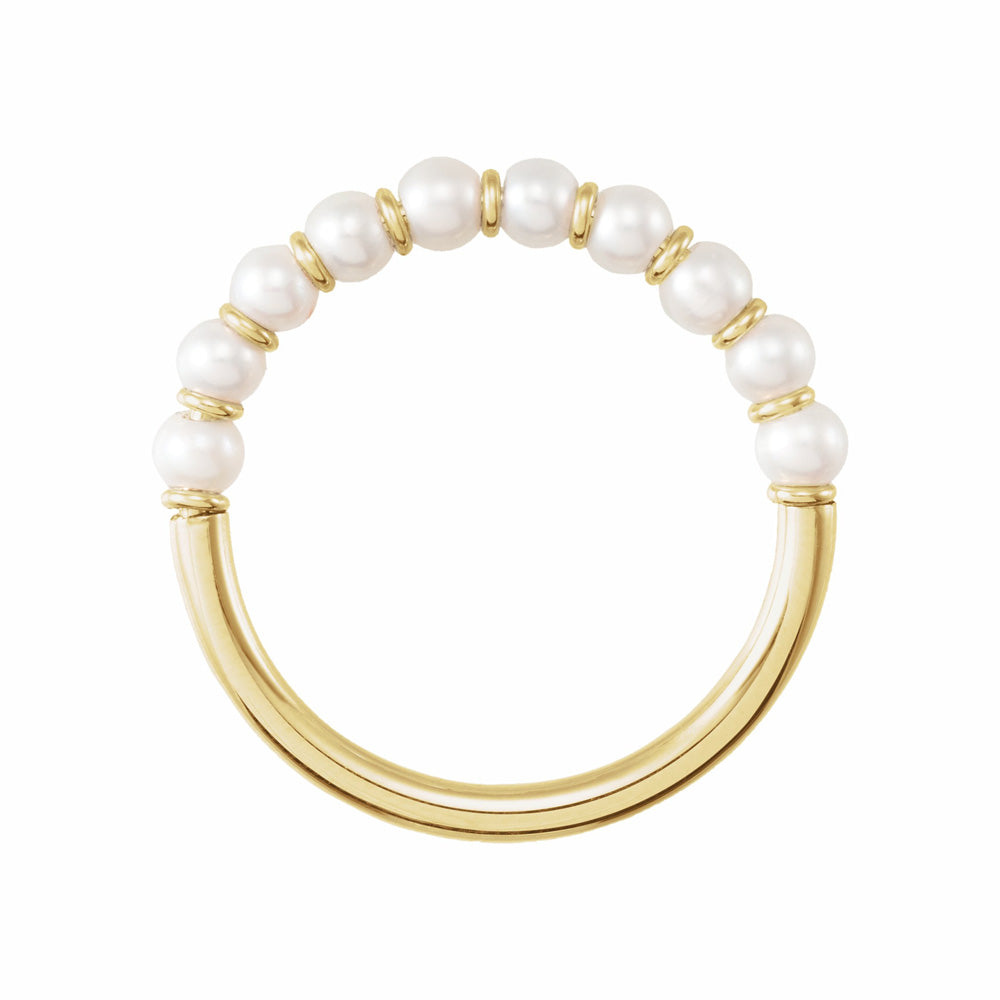 14k Gold Cultured White Freshwater Pearl Ring