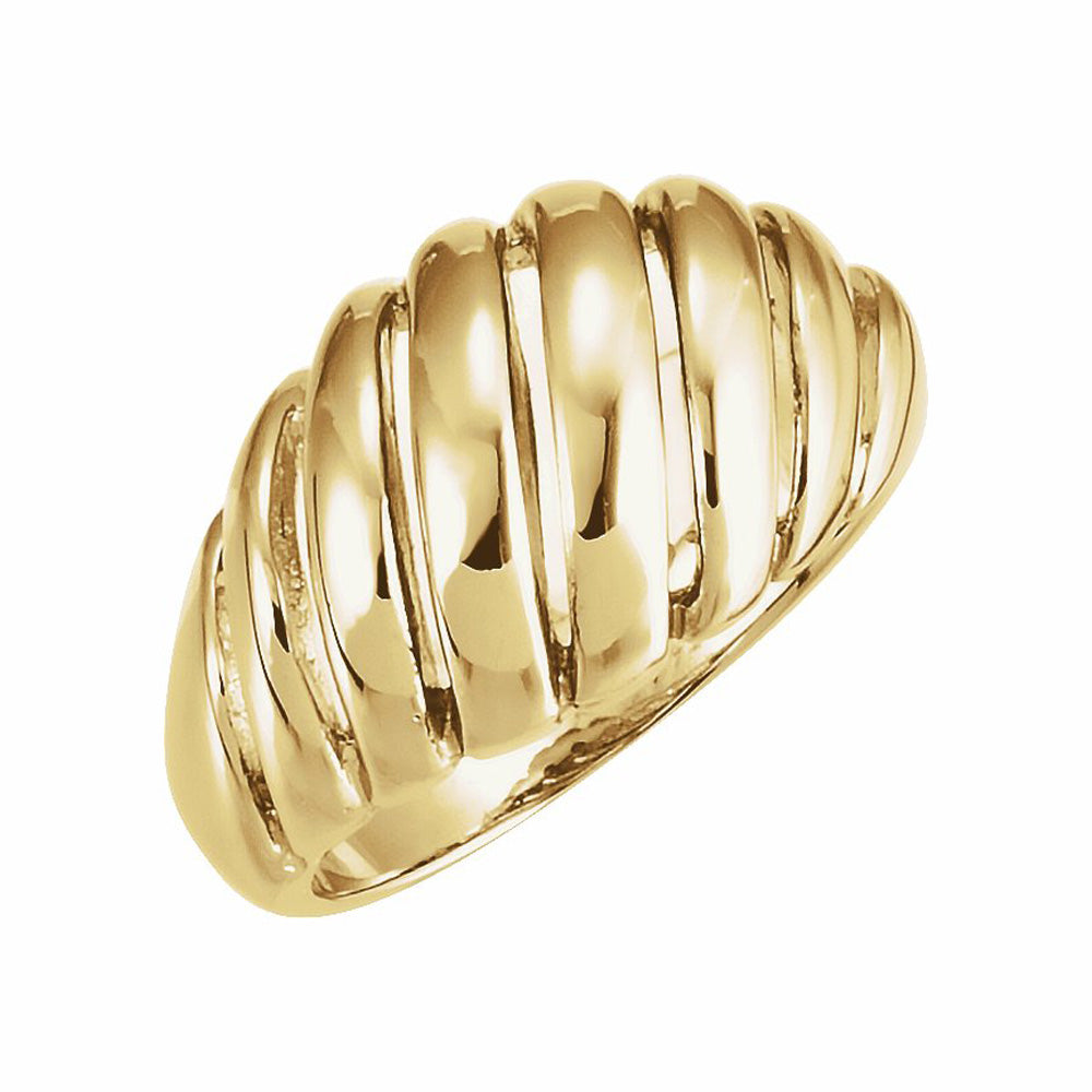 14k Gold Textured Dome Ring