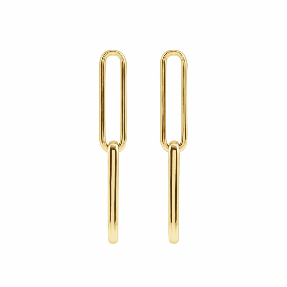 14k Gold Paperclip Flat Link Earrings