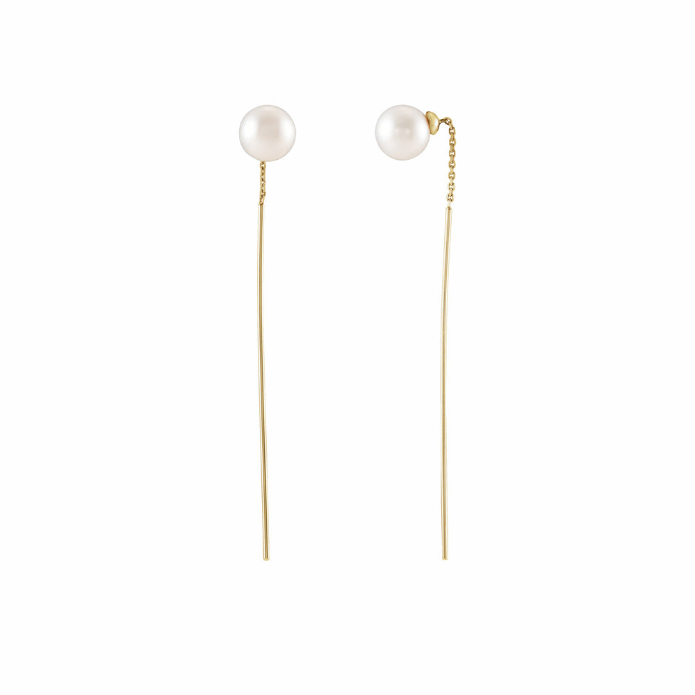 14k Gold Freshwater Cultured Pearl Threader Earrings