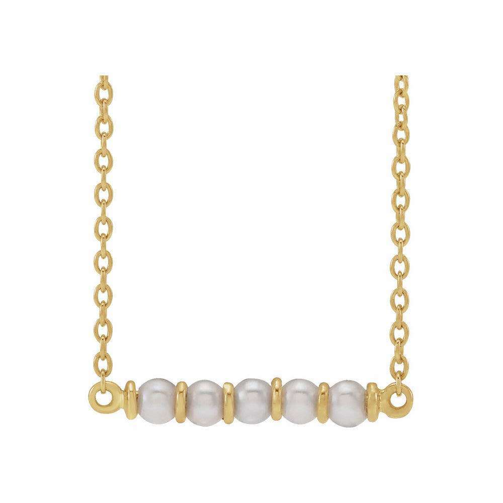 14k Gold Freshwater Pearl Bar Necklace