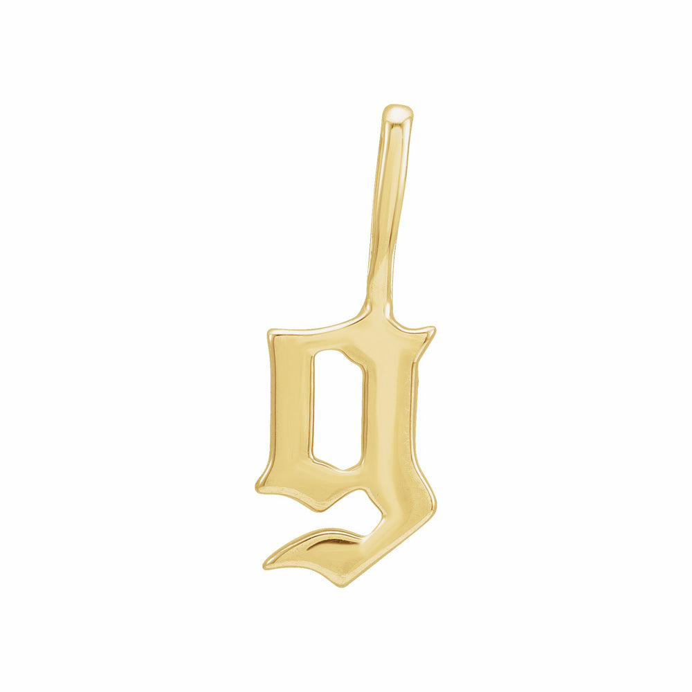 14k Gold Gothic Initial Charm Pendant j 14k White
