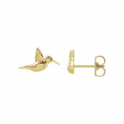 14k Gold Humming Bird Earrings