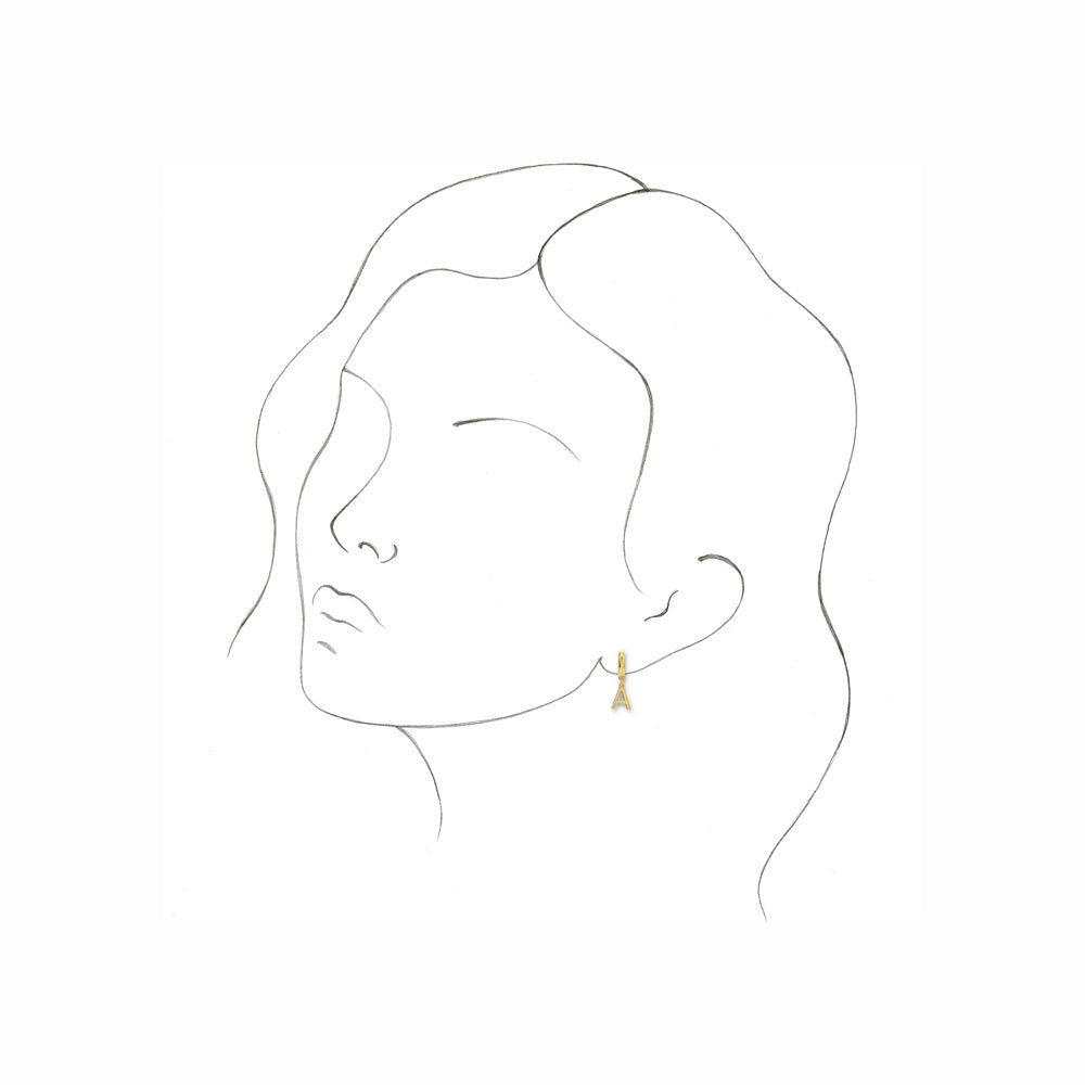 14k Gold Initial Hinged Single Huggie Earring