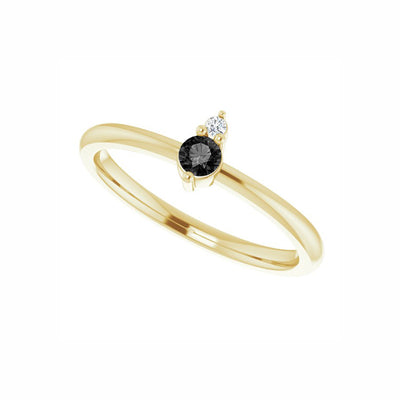 14k Gold Natural Black Onyx & .015 CT Natural Diamond Ring
