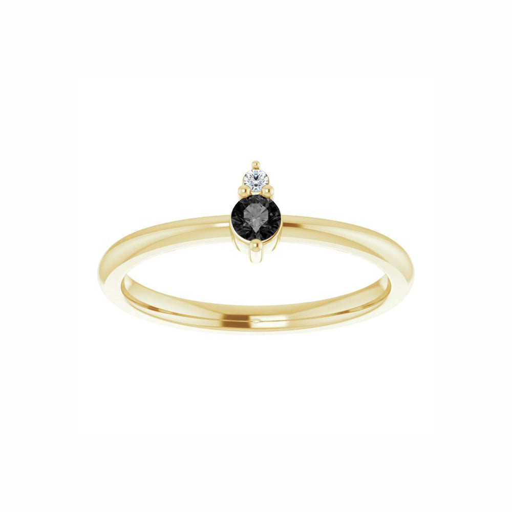 14k Gold Natural Black Onyx & .015 CT Natural Diamond Ring