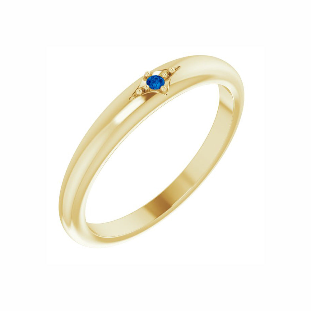 14k Gold Natural Blue Sapphire Stackable Ring
