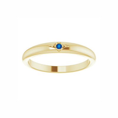 14k Gold Natural Blue Sapphire Stackable Ring