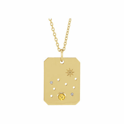 14K Gold Zodiac Constellation Pendant With Diamonds