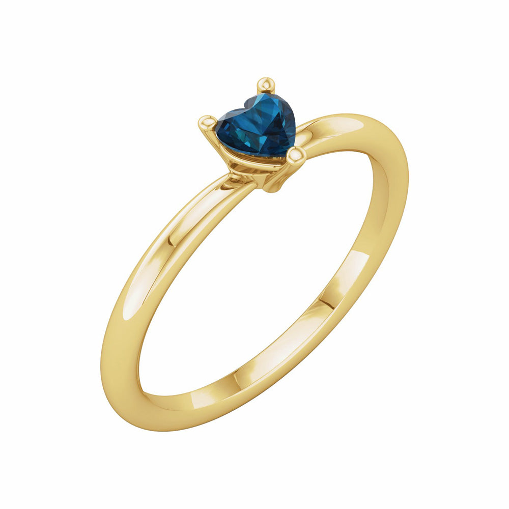 London Blue Topaz Heart Solitaire Ring