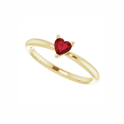 Mozambique Garnet Heart Solitaire Ring