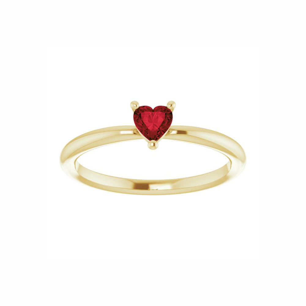 Mozambique Garnet Heart Solitaire Ring
