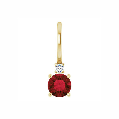 14k Gold Birthstone & Diamond Pendant