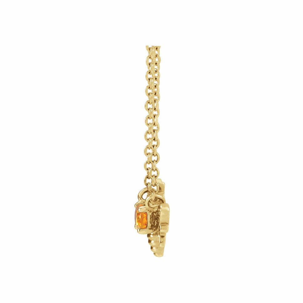 14k Gold Bee Orange Garnet Necklace 16"