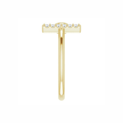 14k Gold Gemstone & Diamond Bar Ring