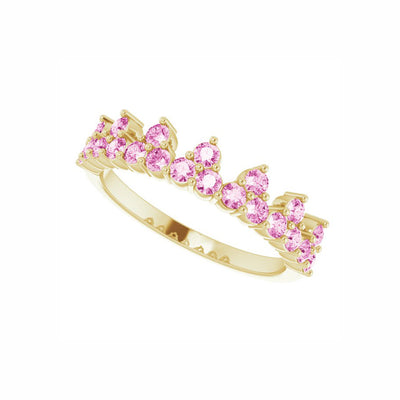 14k Gold Pink Sapphire Crown Ring