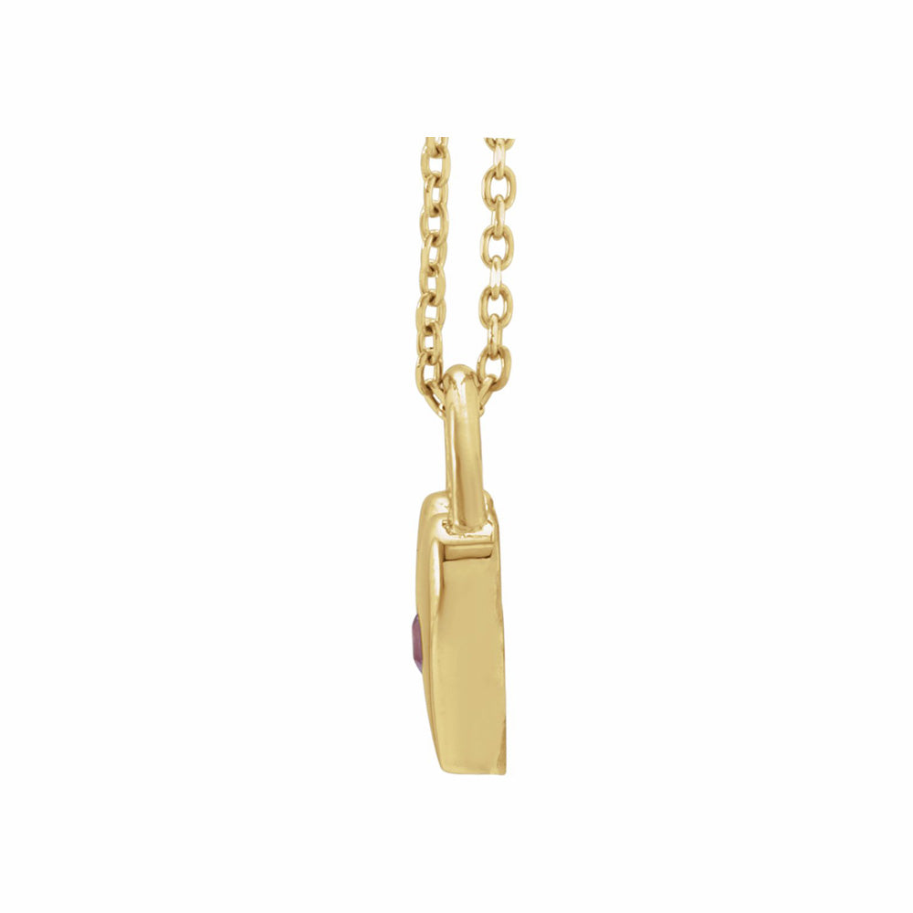 14k Gold Gemstone Heart Lock 18" Necklace