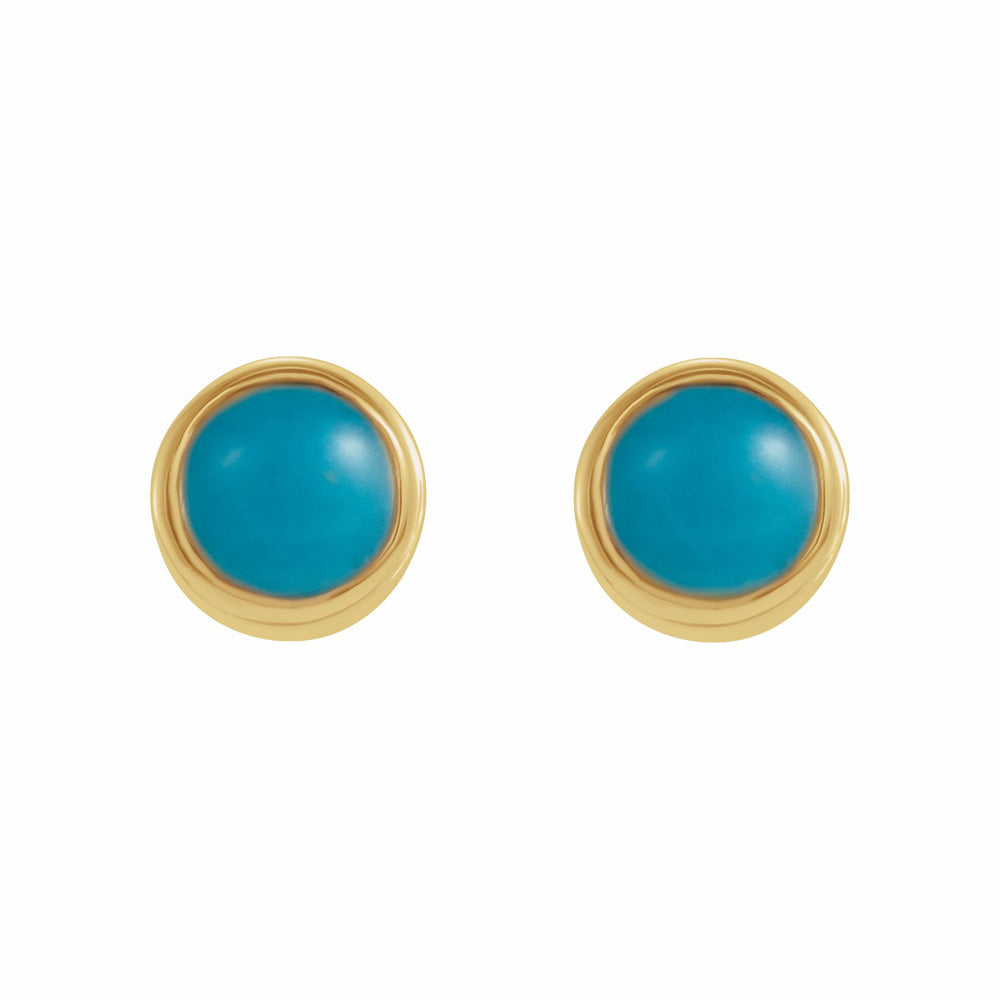 14k Gold Natural Turquoise Bezel-Set Earrings
