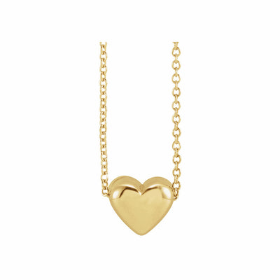 14k Gold Puffy Heart Necklace