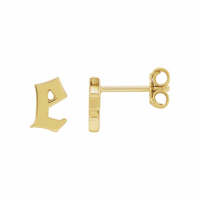 14k Gold Single Gothic Initial Earring