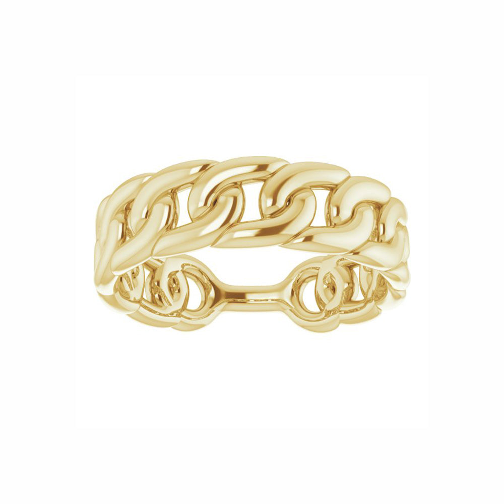 14k Gold Stackable Chain Link Ring 6mm