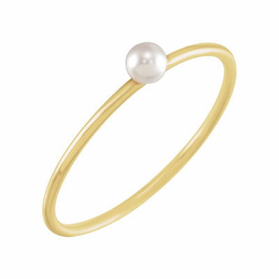 14k Gold Stackable Imitation Pearl Ring