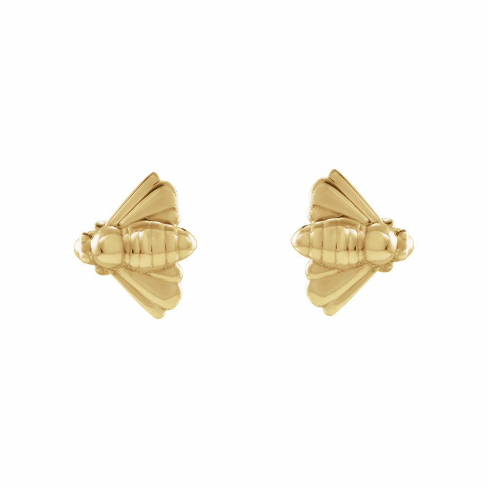 14k Gold Bee Earrings