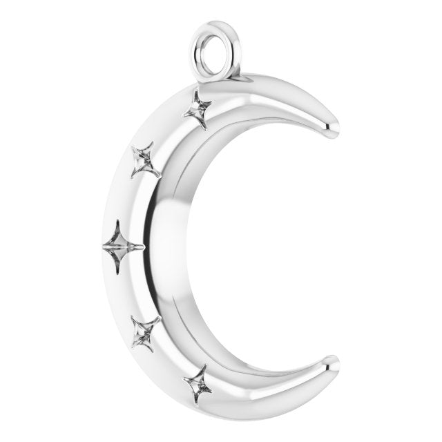 Crescent Moon with Starburst Pattern Dangle Charm