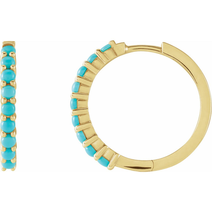 14K Gold Gemstone Huggie Hoop Earrings