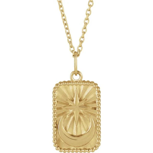 14k Gold Celestial Talisman Pendant