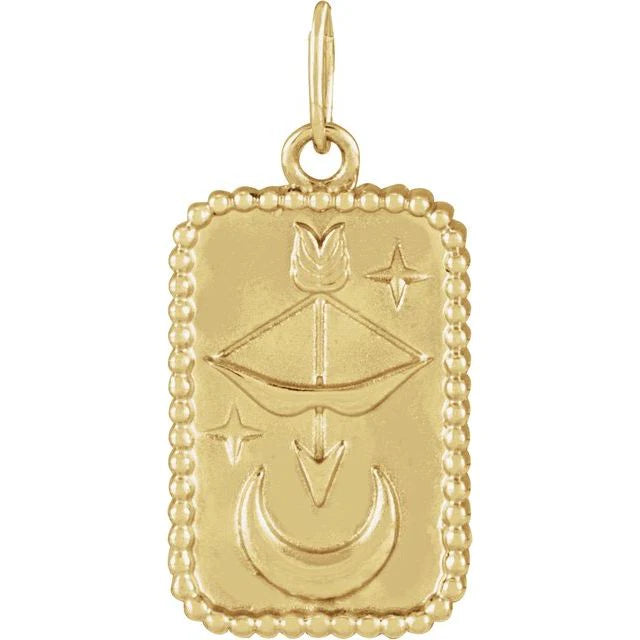 14k Gold Celestial Bow & Arrow Talisman Pendant