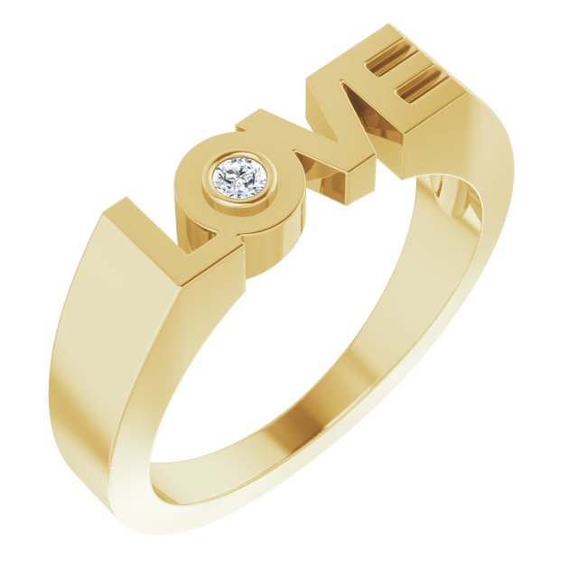 14K Gold Natural Diamond Love Ring