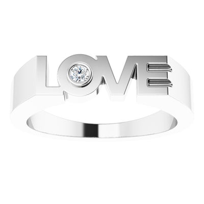 Sterling Silver Natural Diamond Love Ring