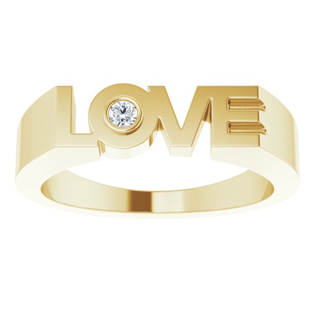 14K Gold Natural Diamond Love Ring