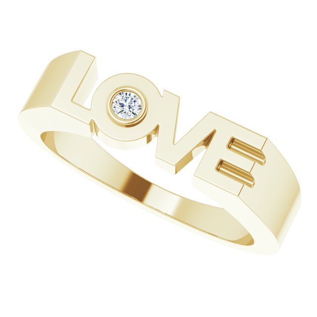 14K Gold Natural Diamond Love Ring
